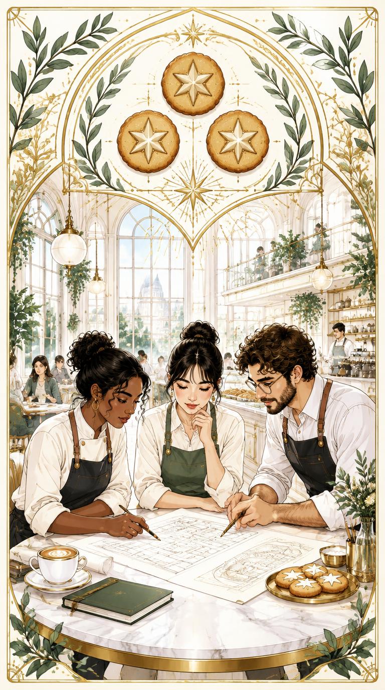 Three of Cookies tarot card